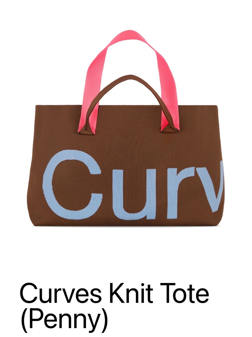 Curves Knit Tote in Brown and Pink